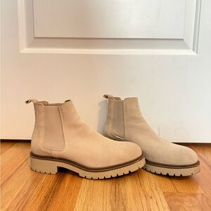 Women's light tan suede booties